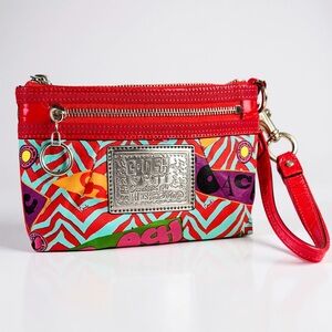 Coach Poppy Graffiti Wristlet